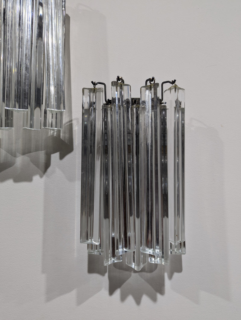 Pair Italian Venini Trilobi wall scone light MCM 1960-70s Murano