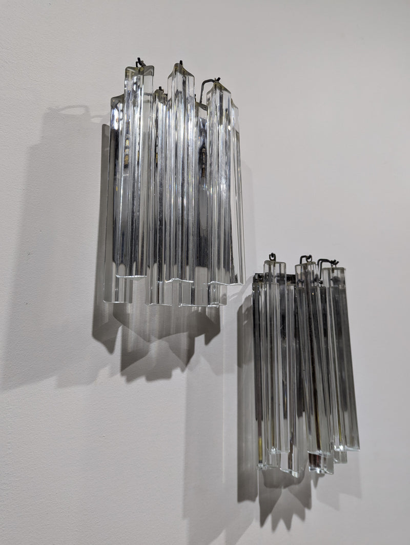 Pair Italian Venini Trilobi wall scone light MCM 1960-70s Murano