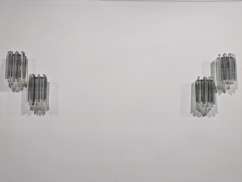 Pair Italian Venini Trilobi wall scone light MCM 1960-70s Murano