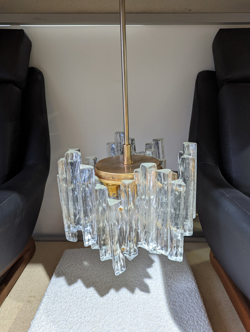 JT Kalmar chandelier (ice suspension) Austria MCM glassware 1960s original medium size two tier