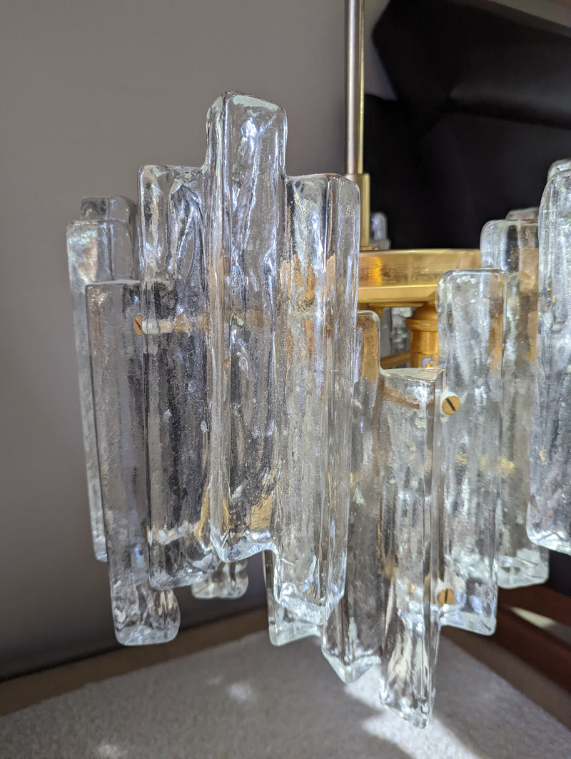 JT Kalmar chandelier (ice suspension) Austria MCM glassware 1960s original medium size two tier