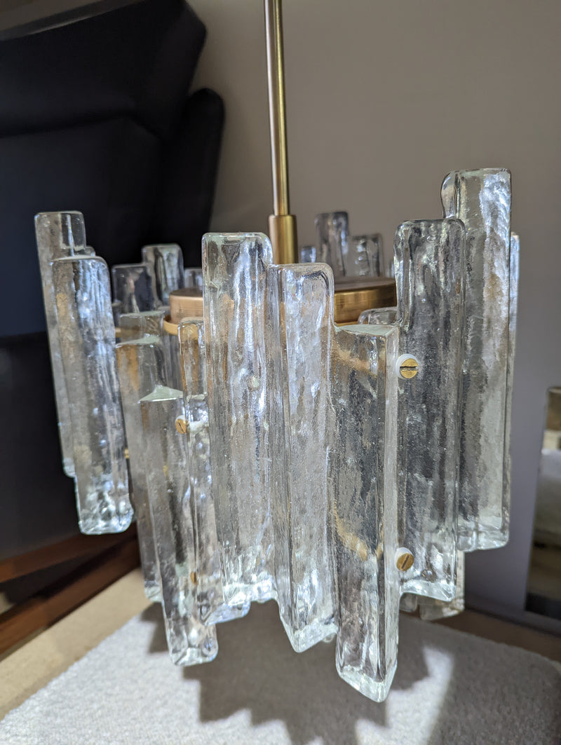 JT Kalmar chandelier (ice suspension) Austria MCM glassware 1960s original medium size two tier