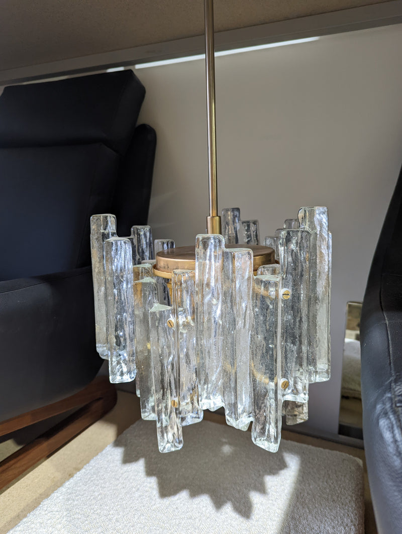 JT Kalmar chandelier (ice suspension) Austria MCM glassware 1960s original medium size two tier