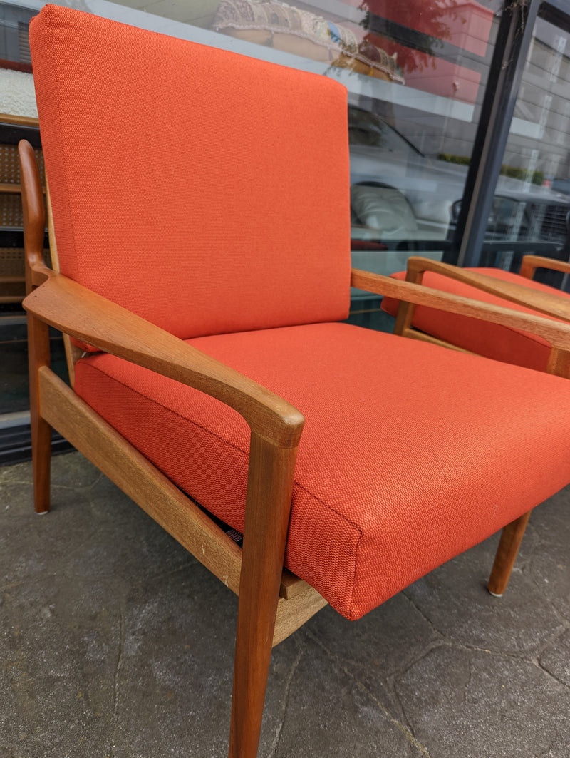 Fler Narvik lowback armchairs pair fully restored MCM vintage 1960s Fred Lowen