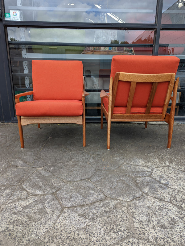 Fler Narvik lowback armchairs pair fully restored MCM vintage 1960s Fred Lowen