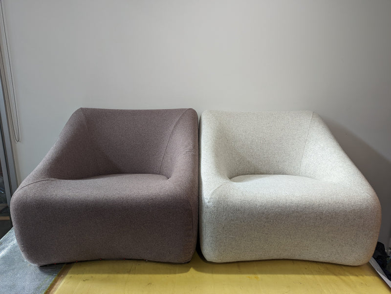 Authentic Featherston Uniroyal Numero 1V IV lowback armchair Kvadrat wool off grey off white