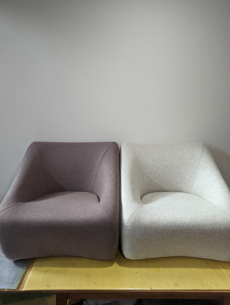 Authentic Featherston Uniroyal Numero 1V IV lowback armchair Kvadrat wool off grey off white