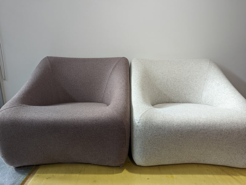 Authentic Featherston Uniroyal Numero 1V IV lowback armchair Kvadrat wool off grey off white