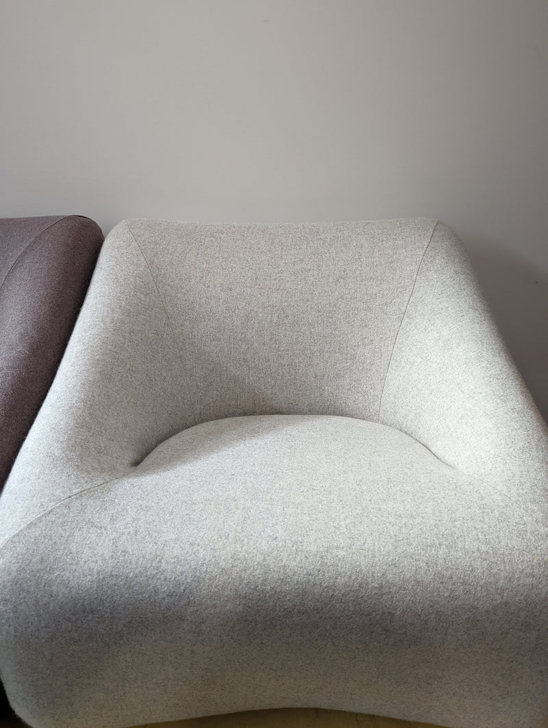 Authentic Featherston Uniroyal Numero 1V IV lowback armchair Kvadrat wool off grey off white