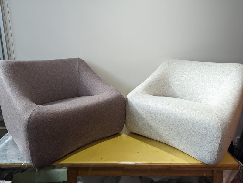 Authentic Featherston Uniroyal Numero 1V IV lowback armchair Kvadrat wool off grey off white