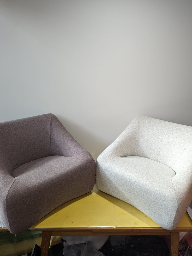 Authentic Featherston Uniroyal Numero 1V IV lowback armchair Kvadrat wool off grey off white