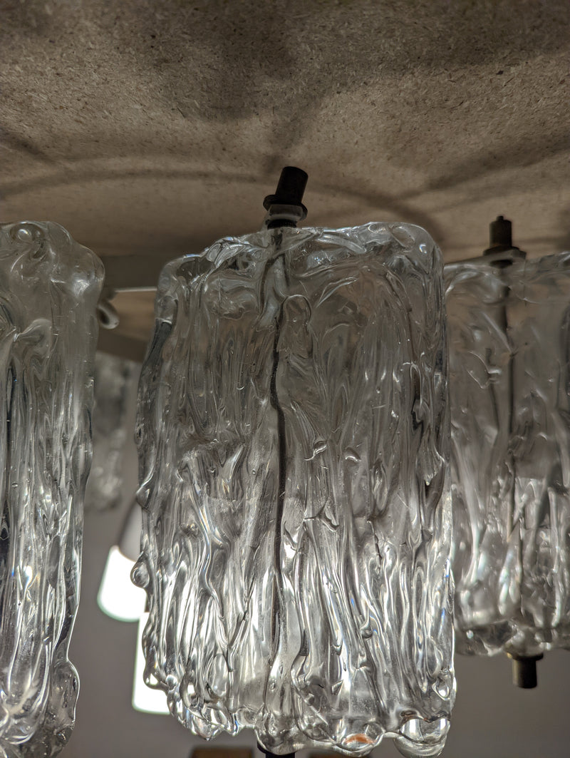 Italian MCM Chandelier in Murano Glass by Barovier Toso, circa 1950 small size (12 glass/tubes)