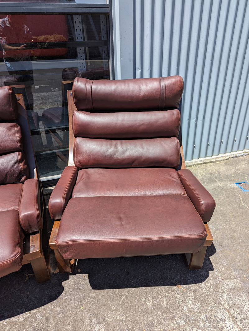 Tessa T4 sling full suite pair of armchairs matching large two seater authentic full aniline Italian soft leather ox blood red burgundy