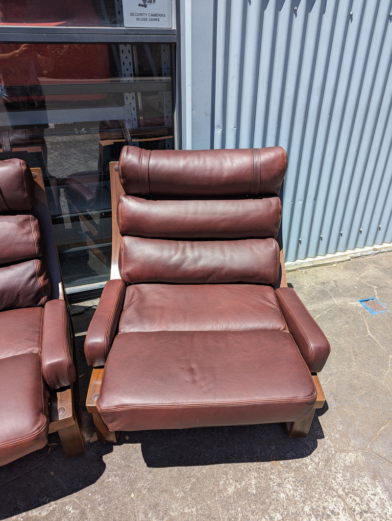 Tessa T4 sling full suite pair of armchairs matching large two seater authentic full aniline Italian soft leather ox blood red burgundy