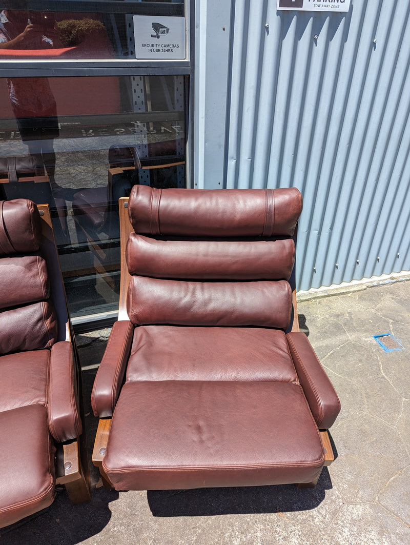 Tessa T4 sling full suite pair of armchairs matching large two seater authentic full aniline Italian soft leather ox blood red burgundy