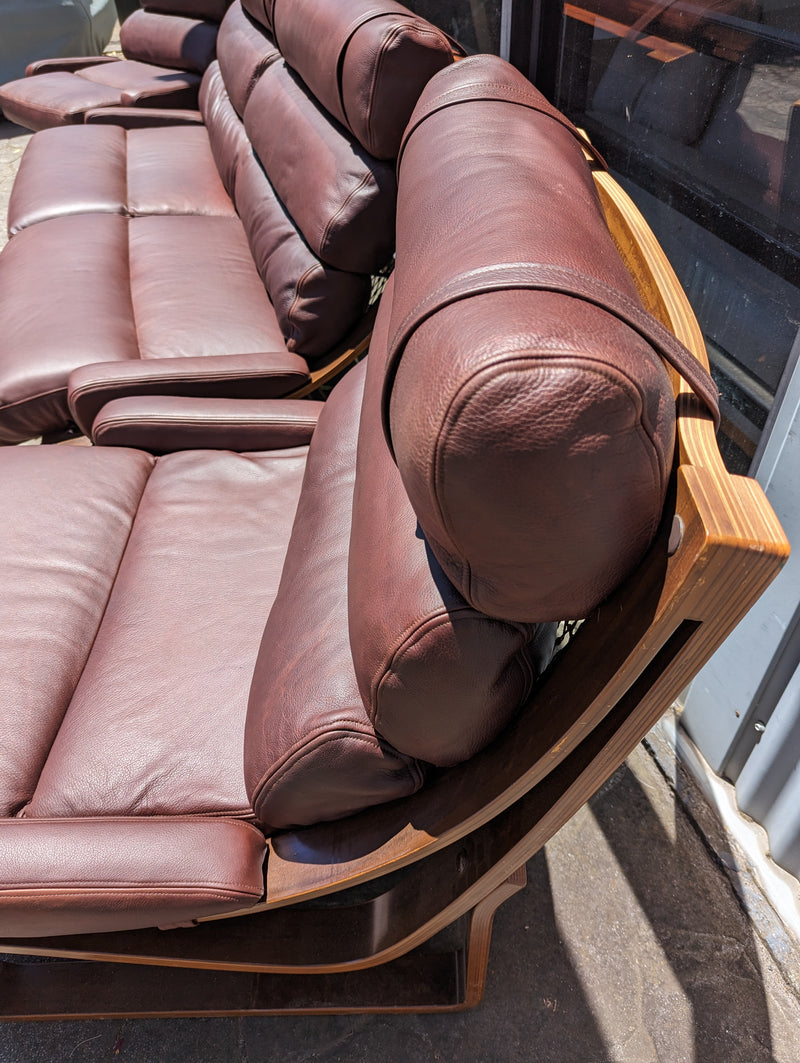 Tessa T4 sling full suite pair of armchairs matching large two seater authentic full aniline Italian soft leather ox blood red burgundy