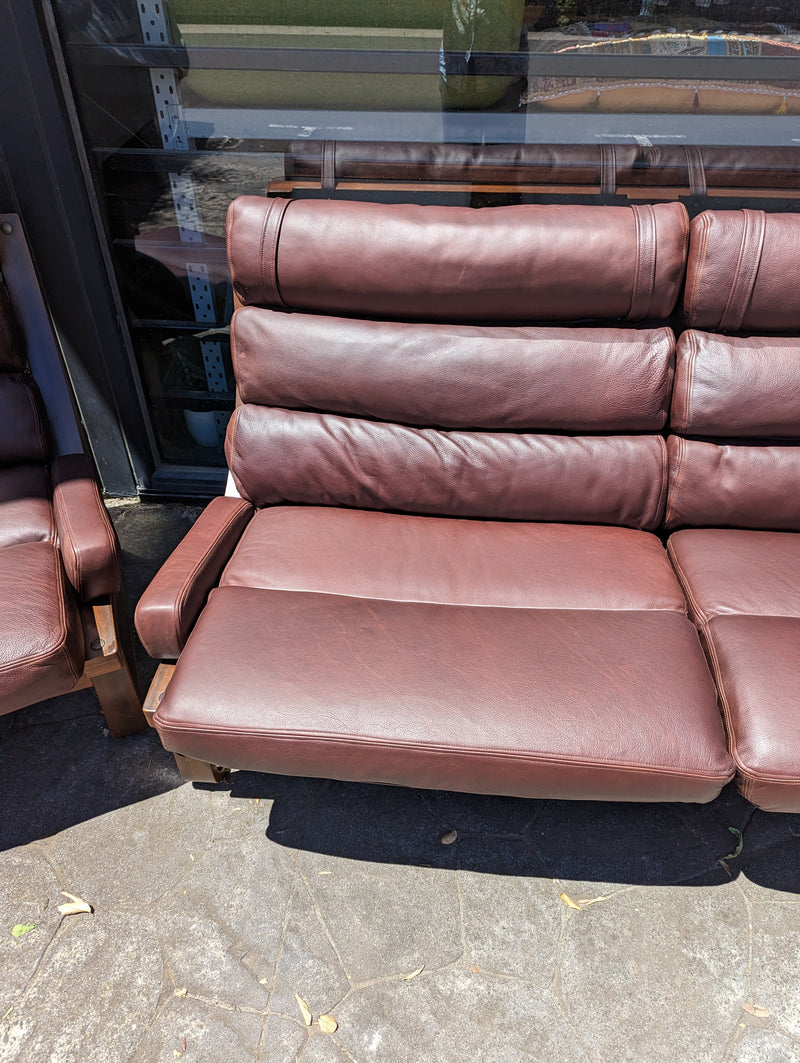 Tessa T4 sling full suite pair of armchairs matching large two seater authentic full aniline Italian soft leather ox blood red burgundy