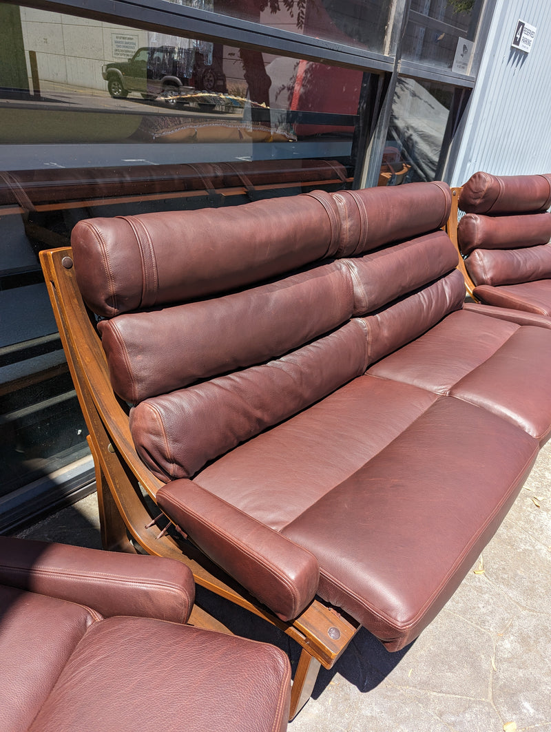 Tessa T4 sling full suite pair of armchairs matching large two seater authentic full aniline Italian soft leather ox blood red burgundy
