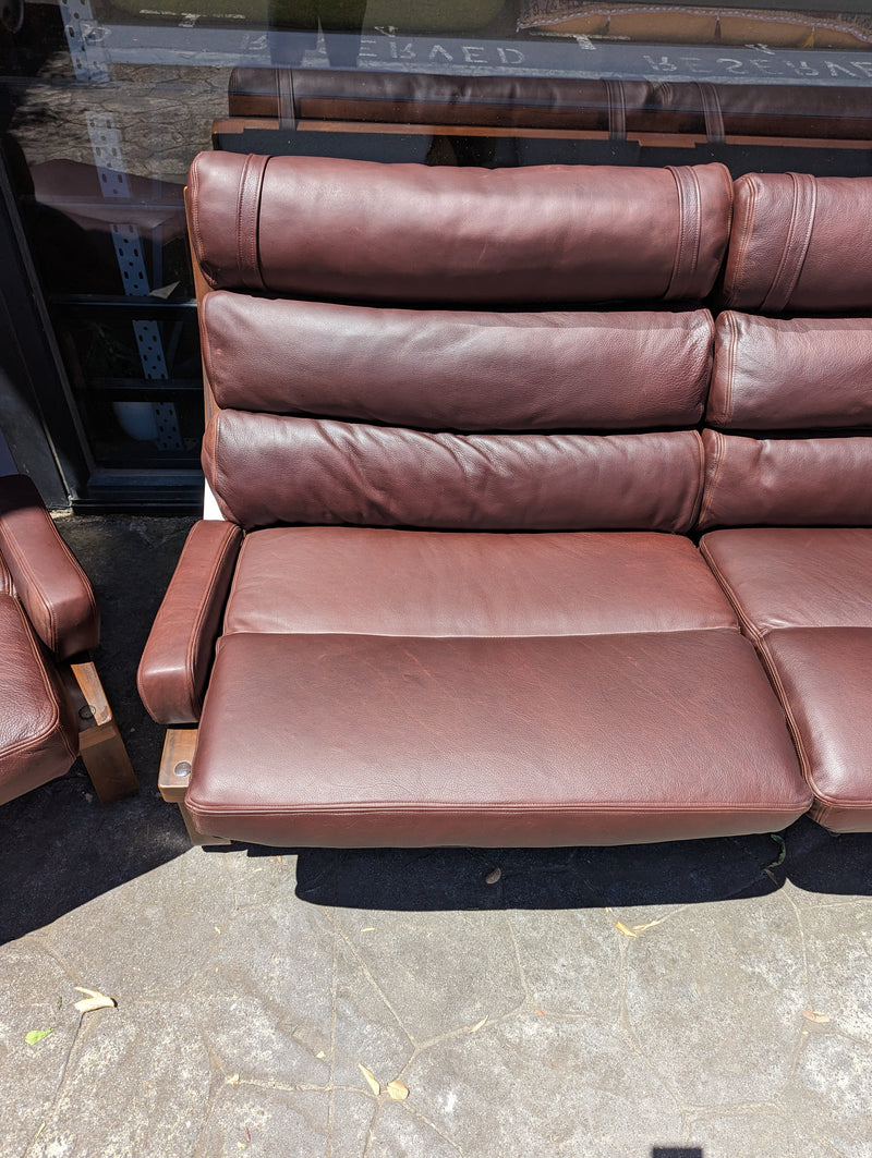 Tessa T4 sling full suite pair of armchairs matching large two seater authentic full aniline Italian soft leather ox blood red burgundy