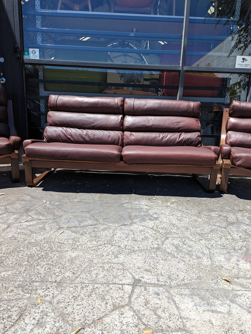 Tessa T4 sling full suite pair of armchairs matching large two seater authentic full aniline Italian soft leather ox blood red burgundy
