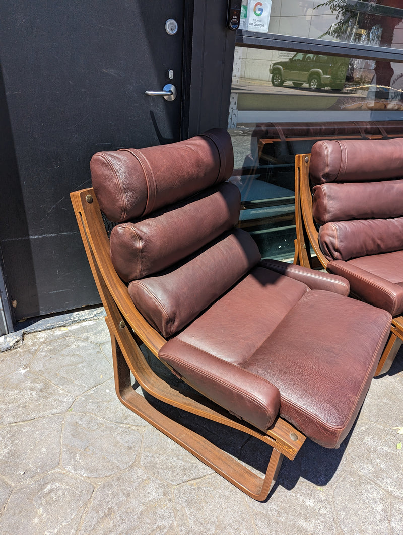 Tessa T4 sling full suite pair of armchairs matching large two seater authentic full aniline Italian soft leather ox blood red burgundy