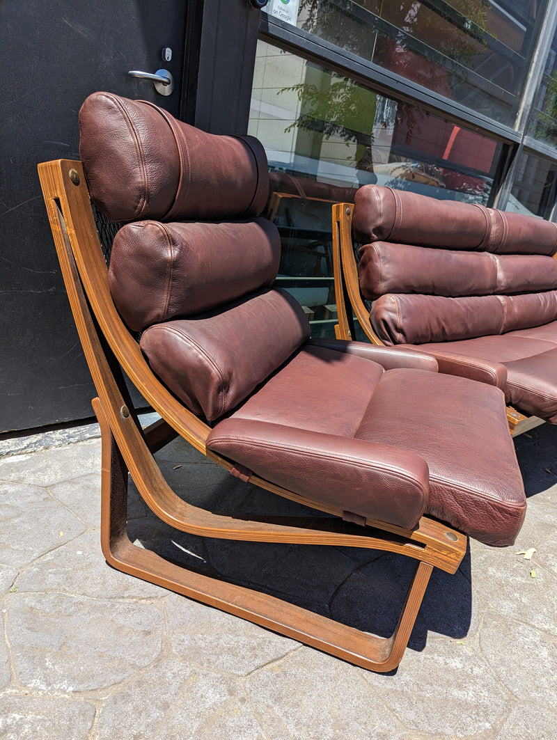 Tessa T4 sling full suite pair of armchairs matching large two seater authentic full aniline Italian soft leather ox blood red burgundy