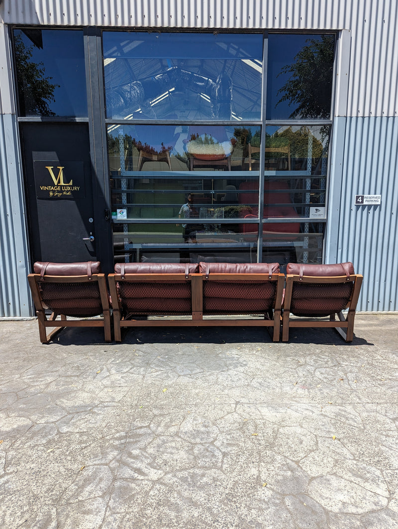 Tessa T4 sling full suite pair of armchairs matching large two seater authentic full aniline Italian soft leather ox blood red burgundy