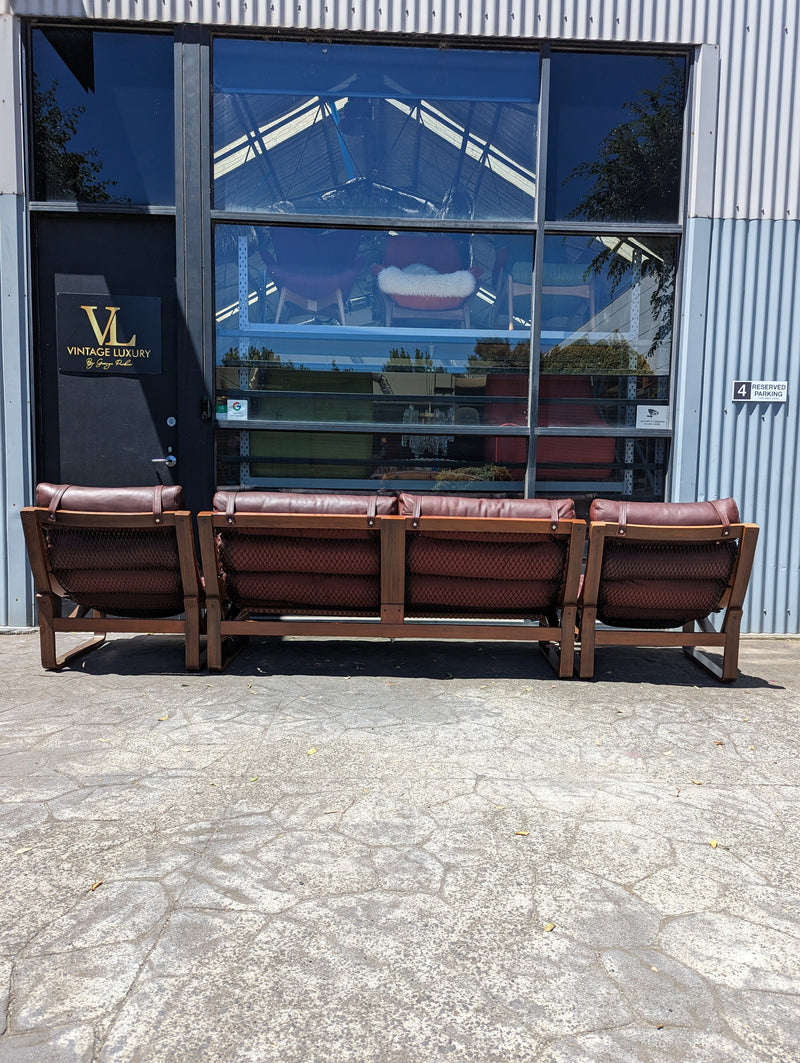 Tessa T4 sling full suite pair of armchairs matching large two seater authentic full aniline Italian soft leather ox blood red burgundy