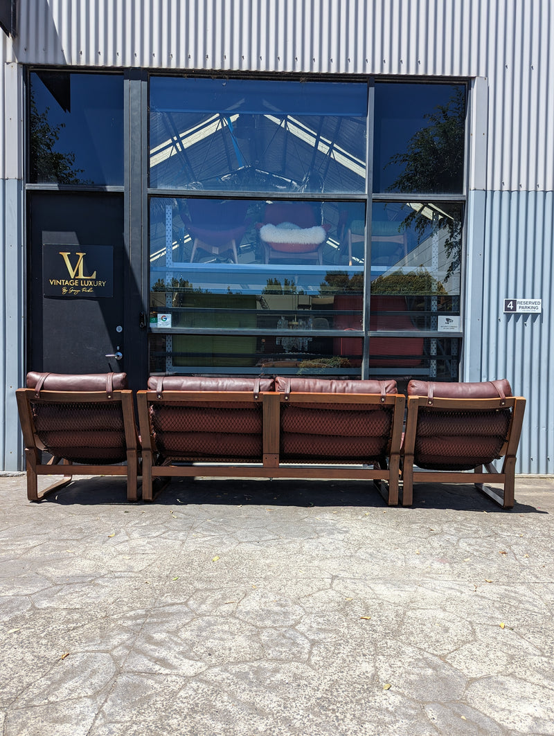 Tessa T4 sling full suite pair of armchairs matching large two seater authentic full aniline Italian soft leather ox blood red burgundy