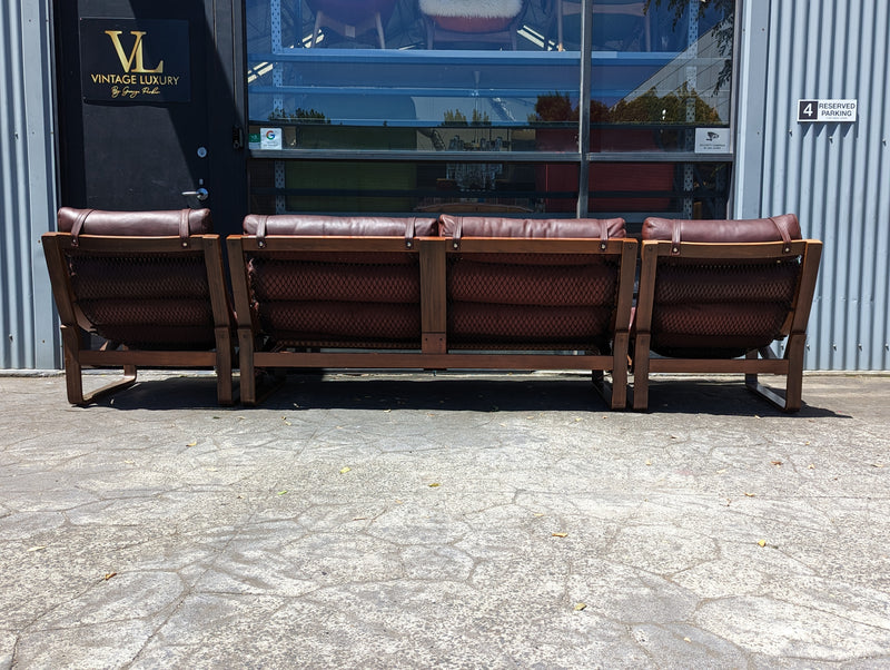 Tessa T4 sling full suite pair of armchairs matching large two seater authentic full aniline Italian soft leather ox blood red burgundy