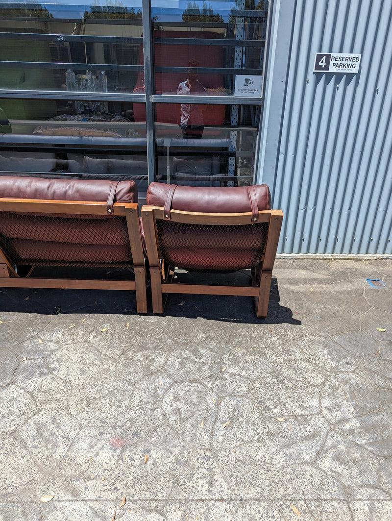 Tessa T4 sling full suite pair of armchairs matching large two seater authentic full aniline Italian soft leather ox blood red burgundy