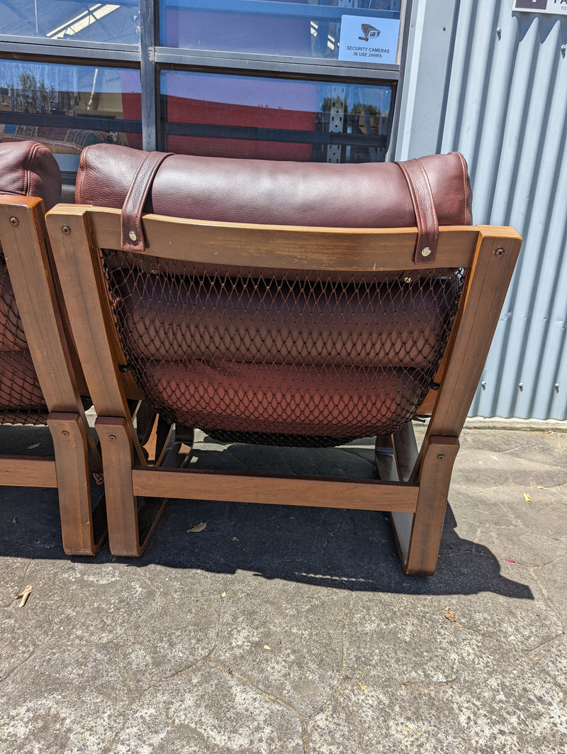 Tessa T4 sling full suite pair of armchairs matching large two seater authentic full aniline Italian soft leather ox blood red burgundy