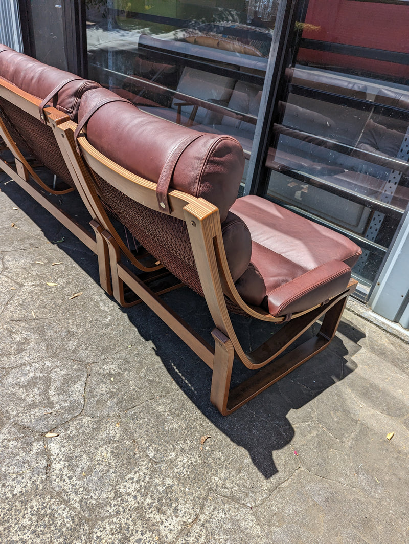 Tessa T4 sling full suite pair of armchairs matching large two seater authentic full aniline Italian soft leather ox blood red burgundy