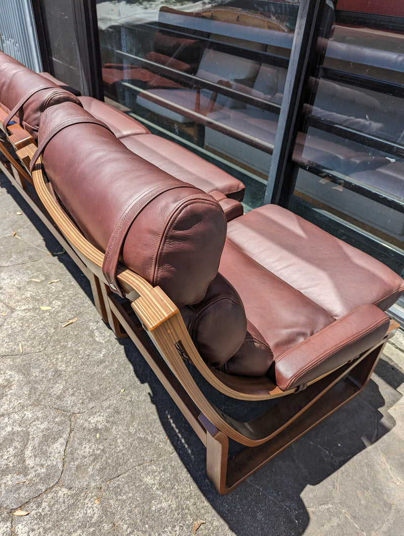 Tessa T4 sling full suite pair of armchairs matching large two seater authentic full aniline Italian soft leather ox blood red burgundy
