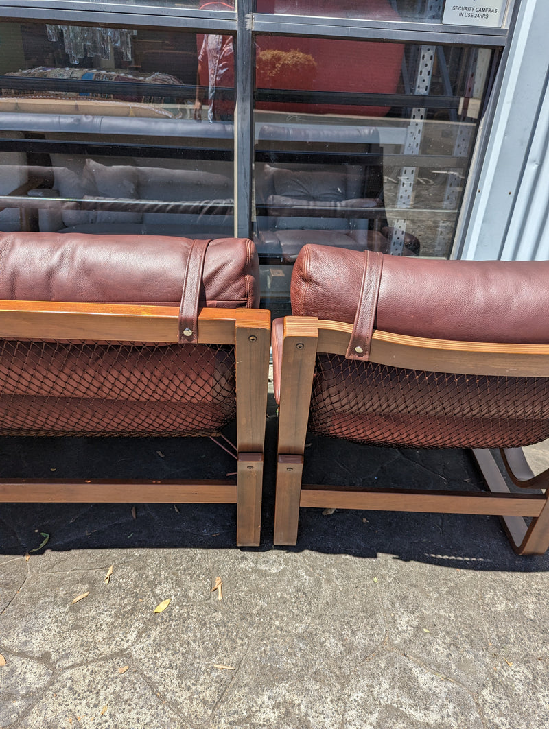 Tessa T4 sling full suite pair of armchairs matching large two seater authentic full aniline Italian soft leather ox blood red burgundy