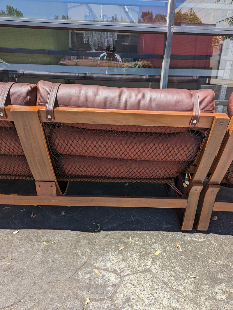 Tessa T4 sling full suite pair of armchairs matching large two seater authentic full aniline Italian soft leather ox blood red burgundy