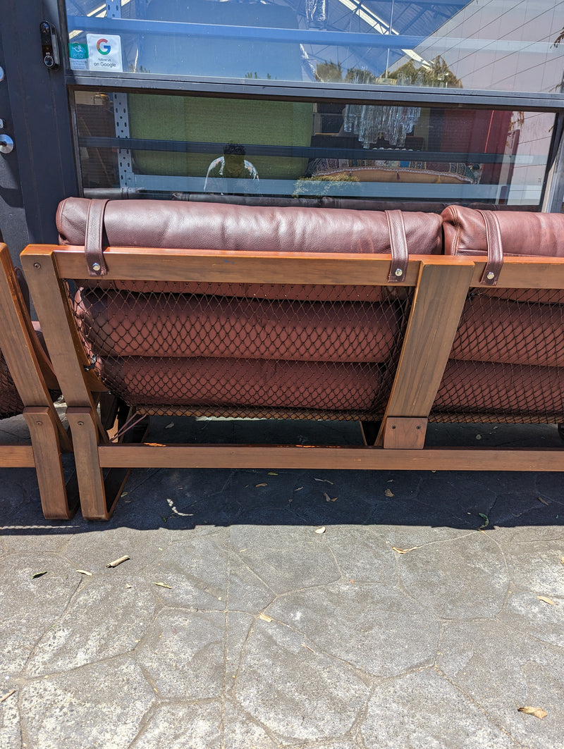 Tessa T4 sling full suite pair of armchairs matching large two seater authentic full aniline Italian soft leather ox blood red burgundy