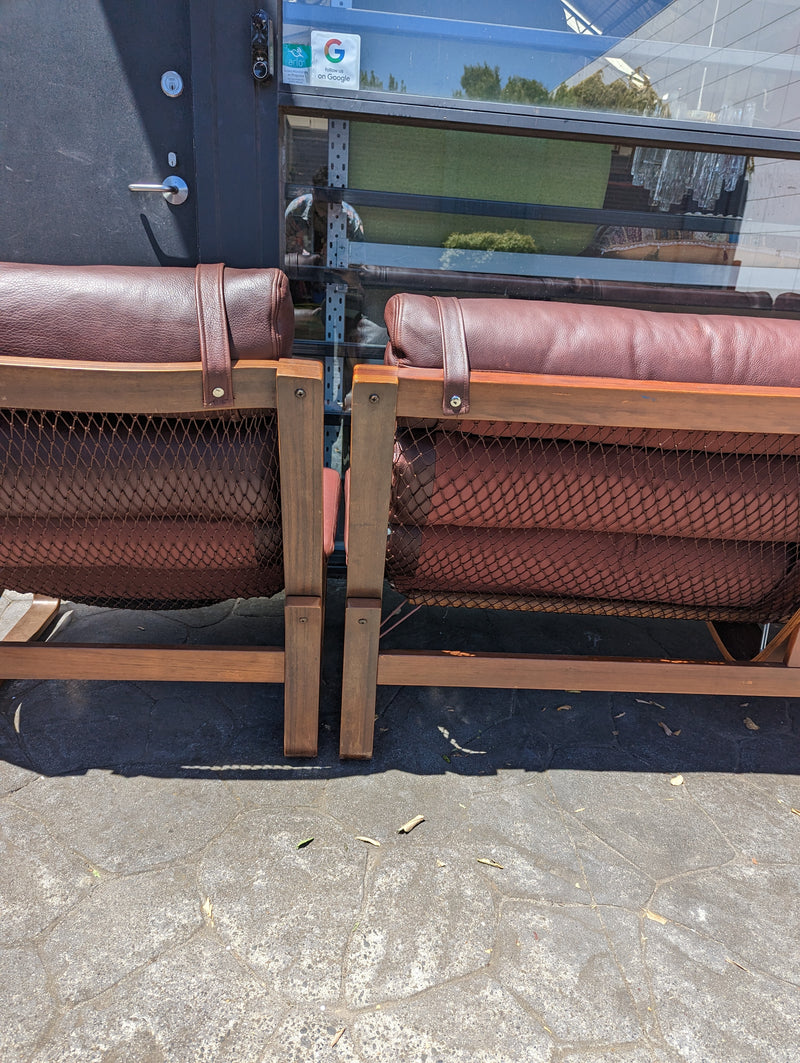 Tessa T4 sling full suite pair of armchairs matching large two seater authentic full aniline Italian soft leather ox blood red burgundy