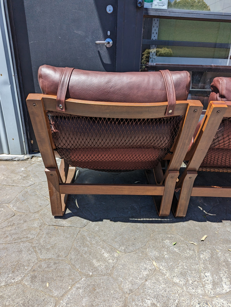 Tessa T4 sling full suite pair of armchairs matching large two seater authentic full aniline Italian soft leather ox blood red burgundy