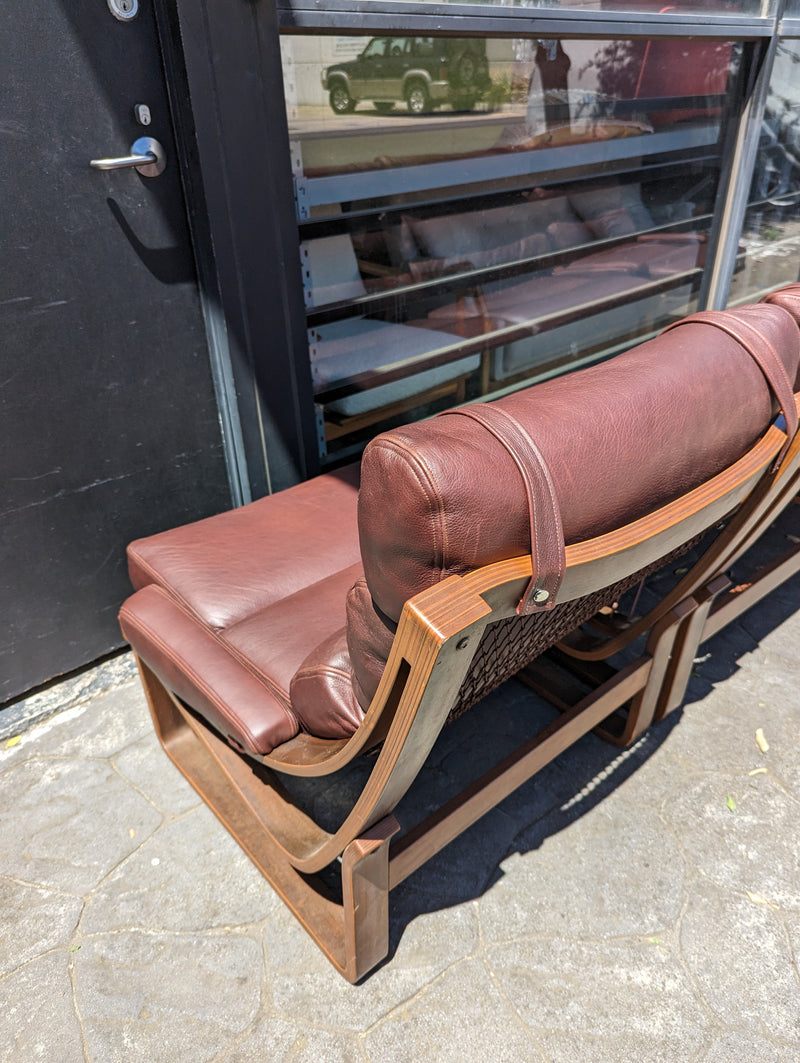 Tessa T4 sling full suite pair of armchairs matching large two seater authentic full aniline Italian soft leather ox blood red burgundy