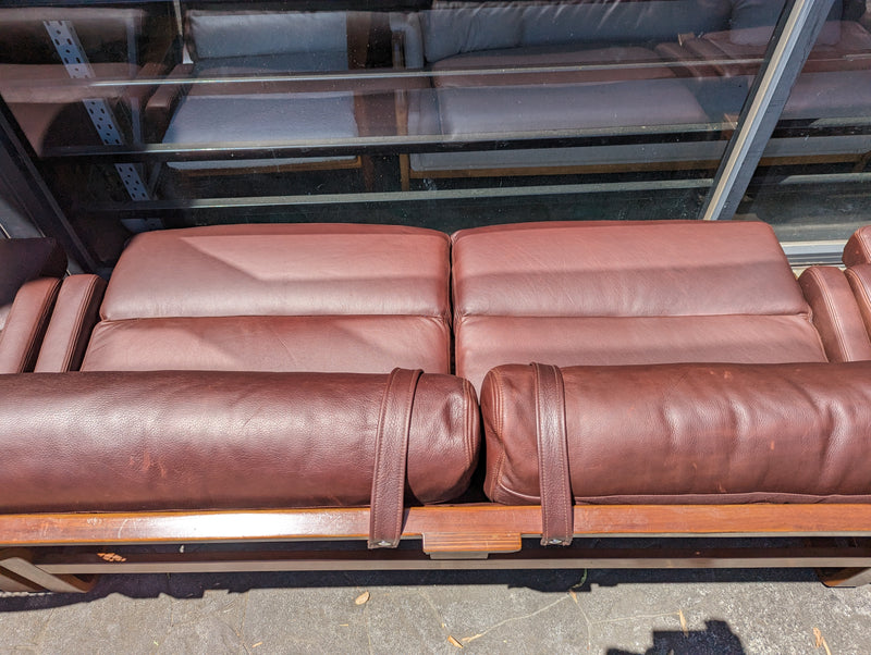 Tessa T4 sling full suite pair of armchairs matching large two seater authentic full aniline Italian soft leather ox blood red burgundy