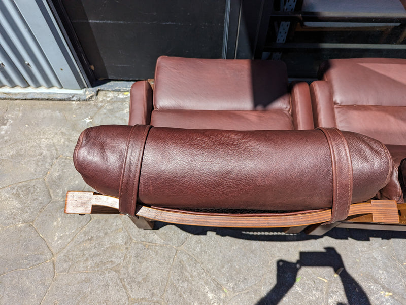Tessa T4 sling full suite pair of armchairs matching large two seater authentic full aniline Italian soft leather ox blood red burgundy