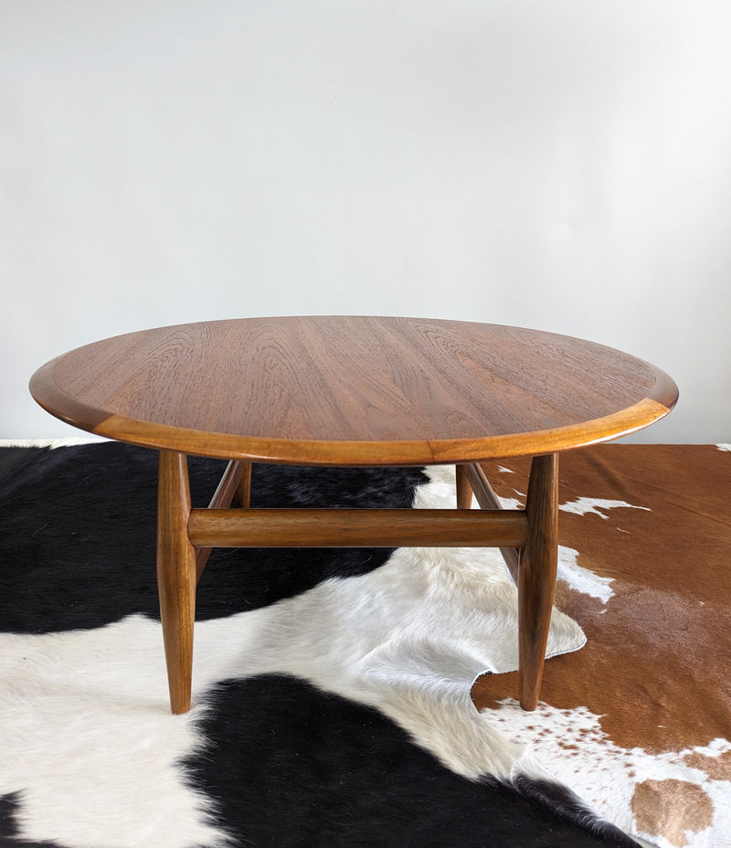 Fully restored TH Brown round small profile coffee table MCM