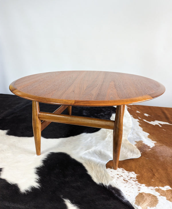 Fully restored TH Brown round small profile coffee table MCM