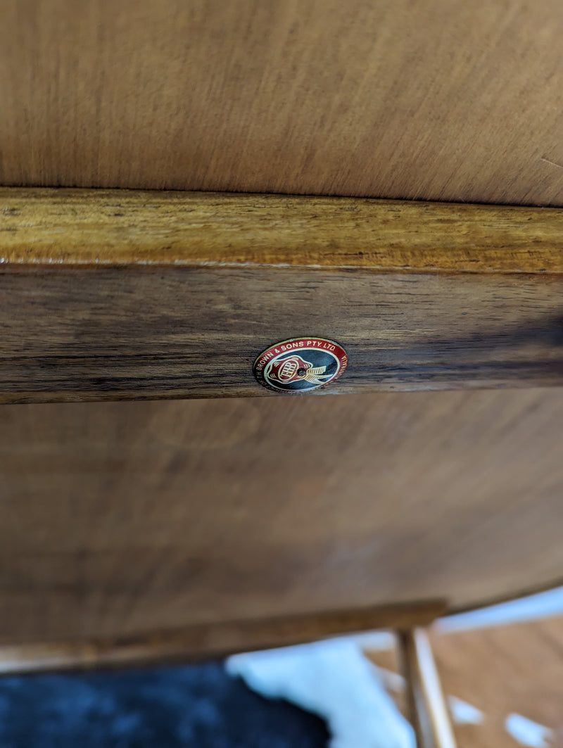 Fully restored TH Brown round small profile coffee table MCM