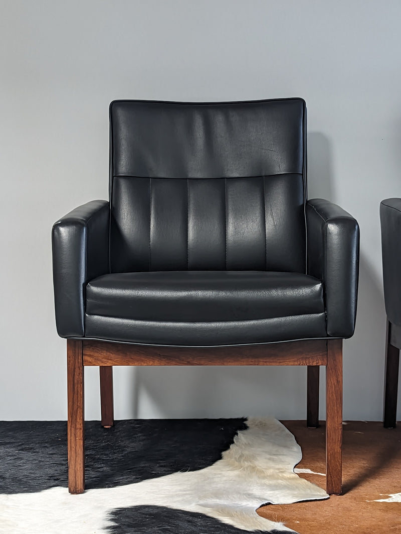 Featherston interiors pair of office armchairs restored original 1970s MCM vintage plus ottoman.