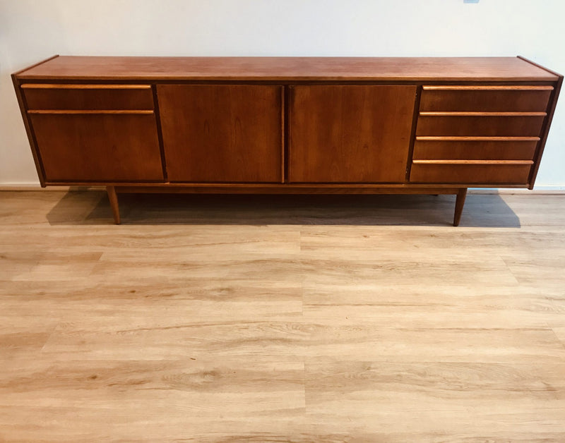Parker lip sideboard extra long 1960s teak retro buffet restored mcm
