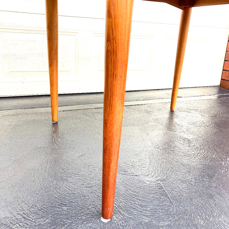 Parker 1960s extendable drop leaf square to rectangle table mcm