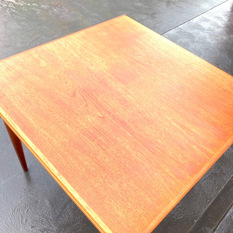 Parker 1960s extendable drop leaf square to rectangle table mcm