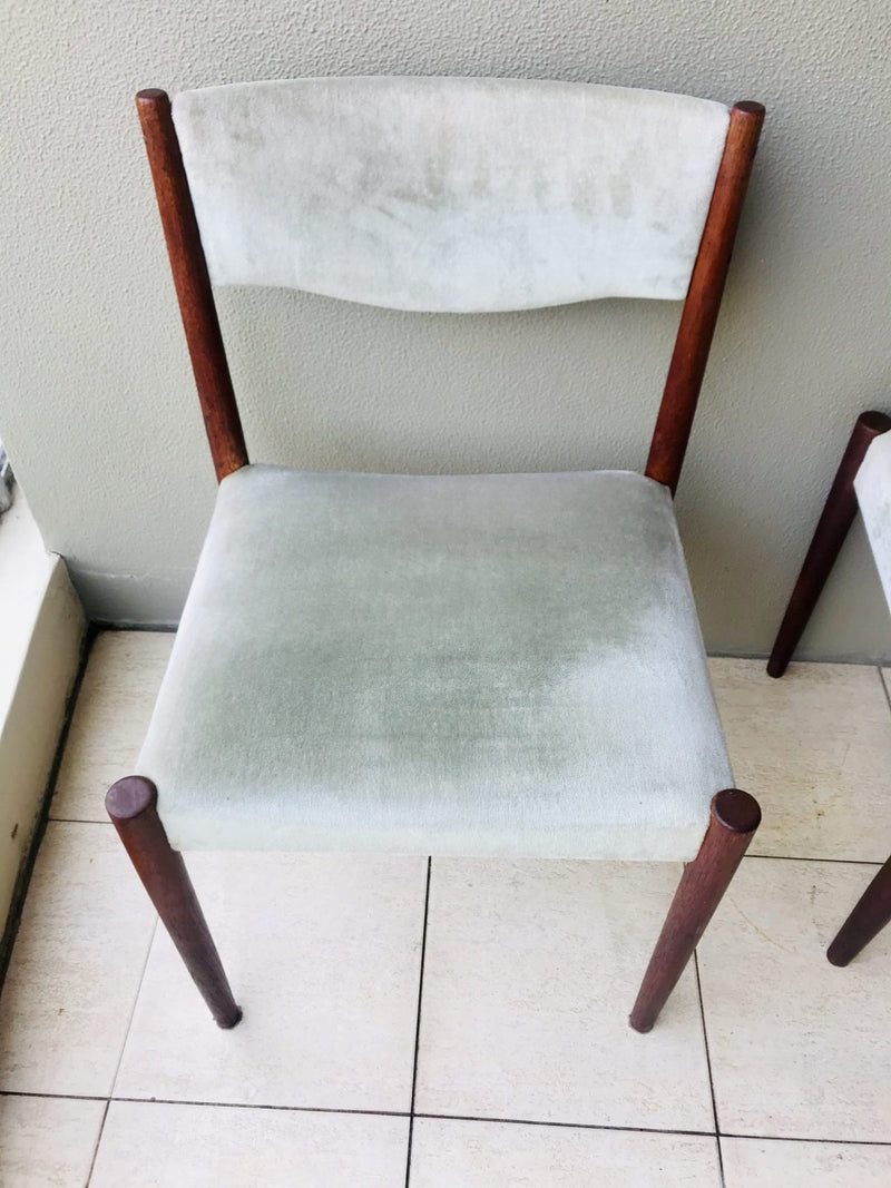 Parker mcm authentic 6x dining chairs velour velvet light teal
